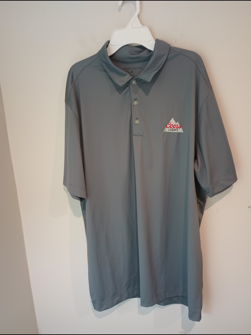 Nike Golf Dri-Fit Polo Shirt Mens Large L Gray Coors Light Logo Short Sleeve